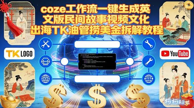 Coze扣子工作流一键生成英文版民间故事视频，文化出海TK油管捞美金拆解教程-靠谱项目库