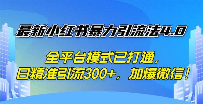（12505期）最新小红书暴力引流法4.0， 全平台模式已打通，日精准引流300+，加爆微…-靠谱项目库