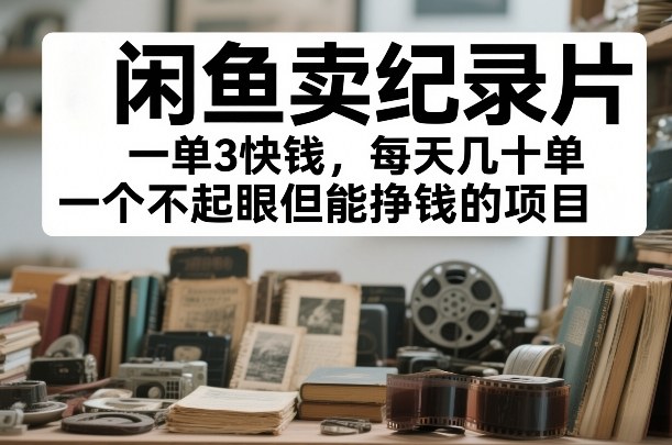 闲鱼卖纪录片，一单3快钱，每天几十单，一个不起眼但能挣钱的项目【揭秘】-靠谱项目库