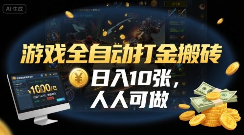 游戏全自动打金搬砖，日入10张，人人可做，纯干货，长期稳定收益项目【揭秘】-靠谱项目库