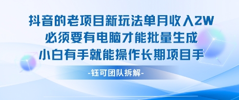 老项目新玩法单月收入2W小白有手就能操作长期项目-靠谱项目库