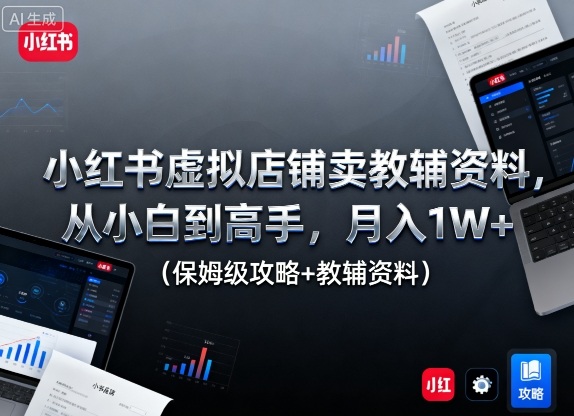 小红书虚拟店铺卖教辅资料，从小白到高手，月入1W+（保姆级攻略+教辅资料）-靠谱项目库