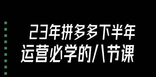 大牙·23年下半年拼多多运营必学的八节课(18节完整)-靠谱项目库