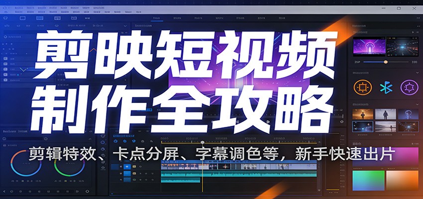 剪映短视频制作全攻略：剪辑特效、卡点分屏、字幕调色等，新手快速出片-靠谱项目库