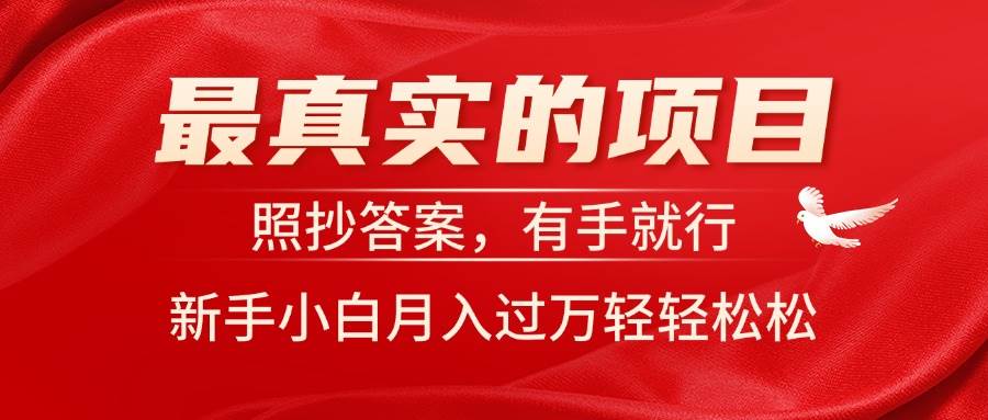 （11362期）最真实的项目，照抄答案，有手就行，新手小白月入过万轻轻松松-靠谱项目库