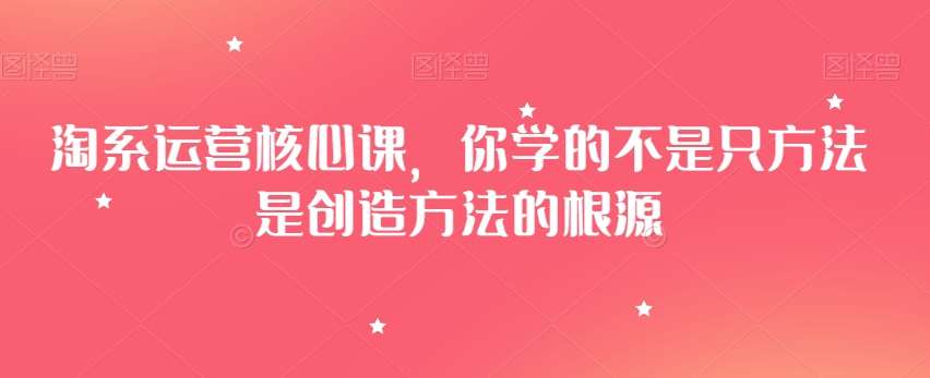 淘系运营核心课，你学的不是只方法是创造方法的根源-靠谱项目库