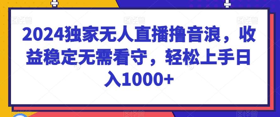 2024独家无人直播撸音浪，收益稳定无需看守，轻松上手日入1000+【揭秘】-靠谱项目库
