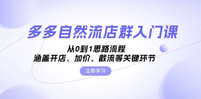 (13279期)多多自然流店群入门课,从0到1思路流程,涵盖开店、加价、截流等关键环节-靠谱项目库