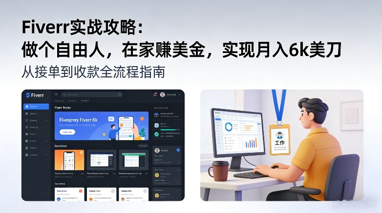 Fiverr实战攻略，做个自由人，在家賺美金，实现月入6k美刀-靠谱项目库