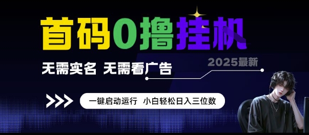首码0撸挂G项目，无需实名无需看广告 一键启动运行，小白轻松日入三位数【揭秘】-靠谱项目库