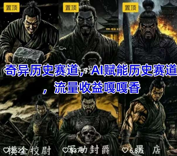 抖音奇异历史赛道，AI赋能历史赛道，流量收益嘎嘎香，狂撸伙伴计划-靠谱项目库