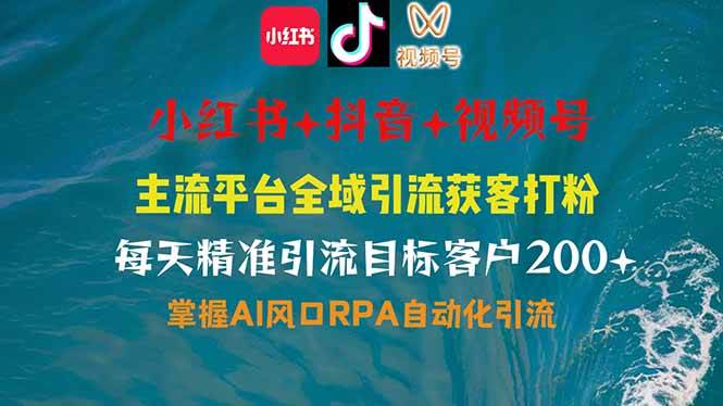 (14484期)小红书、抖音、视频号全域多平台引流获客,日引目标客户200+,RPA自动...-靠谱项目库