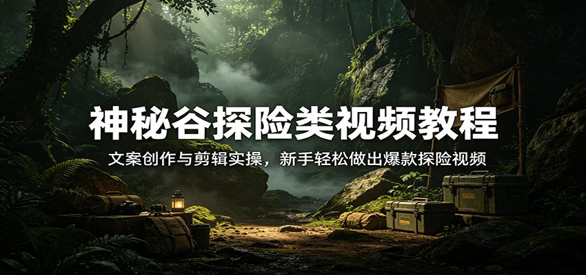 神秘谷探险类视频教程:文案创作与剪辑实操,新手轻松做出爆款探险视频-靠谱项目库