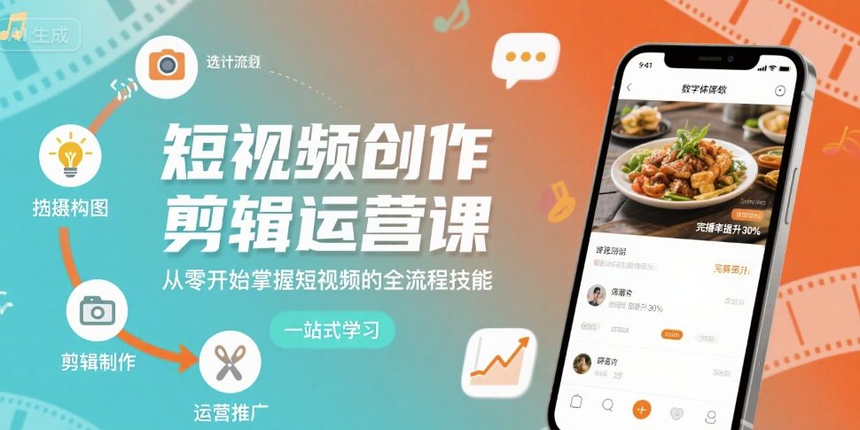 短视频创作剪辑运营课，从零开始掌握短视频的全流程技能-靠谱项目库