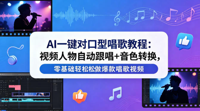 AI一键对口型唱歌教程:视频人物自动跟唱+音色转换,零基础轻松做爆款唱歌视频-靠谱项目库