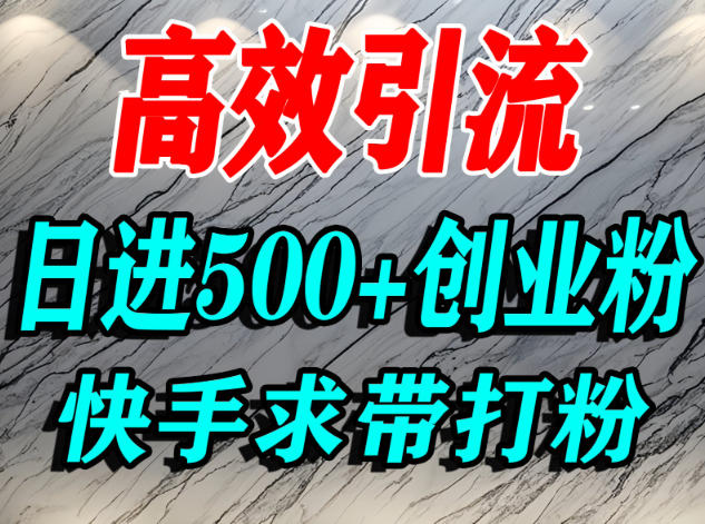 怎么打创业粉？快手求带视角精准引流创业粉，宝妈、学生群体日进500+精准流量-靠谱项目库