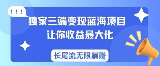 独家三端变现蓝海项目，让你收益最大化，长尾流无限躺挣-靠谱项目库