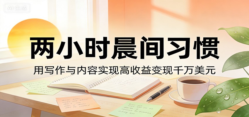 付费文章：两小时晨间习惯，用写作与内容实现高收益变现千万美元-靠谱项目库