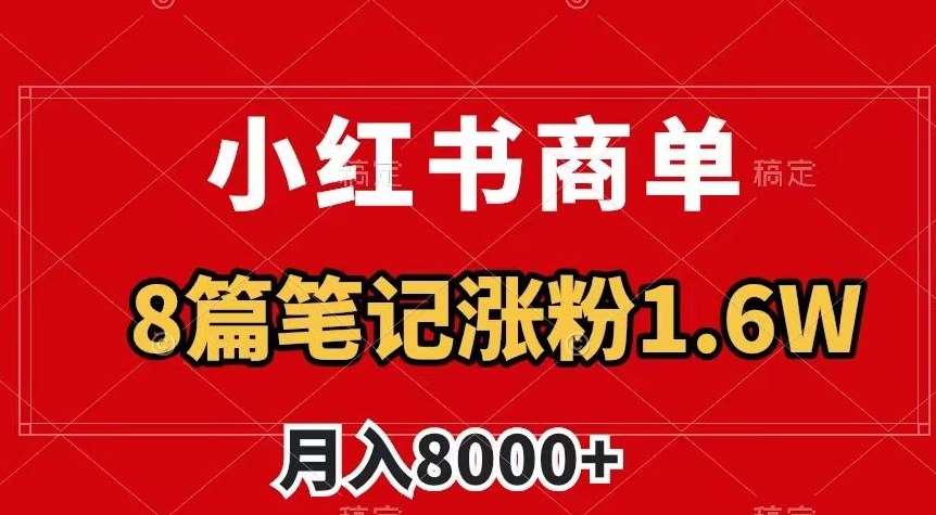 小红书商单最新玩法,8篇笔记涨粉1.6w,作品制作简单,月入8000+【揭秘】-靠谱项目库