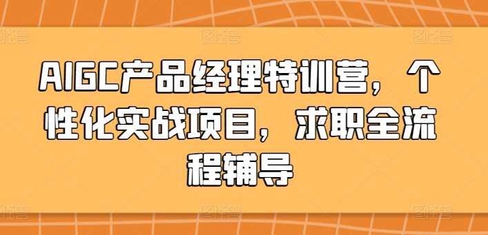 AIGC产品经理特训营，个性化实战项目，求职全流程辅导-靠谱项目库