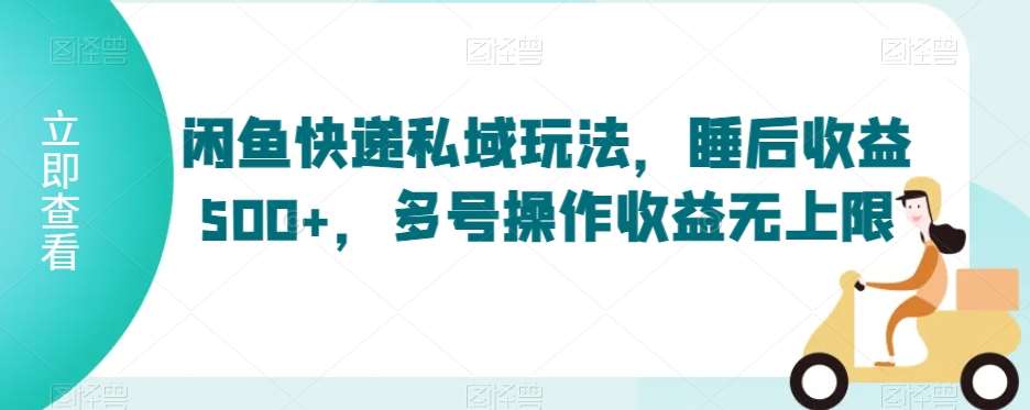 闲鱼快递私域玩法，睡后收益500+，多号操作收益无上限【揭秘】-靠谱项目库