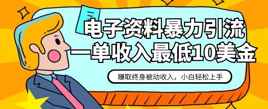 电子资料暴力引流，一单最低10美金，赚取终身被动收入，保姆级教程【揭秘】-靠谱项目库