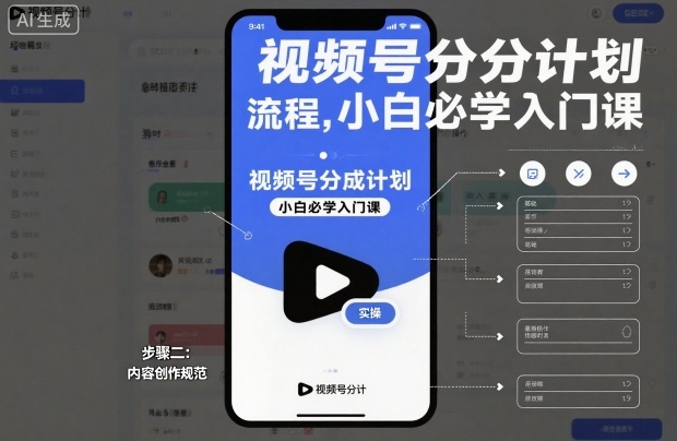视频号分成计划实操流程，小白必学入门课-靠谱项目库