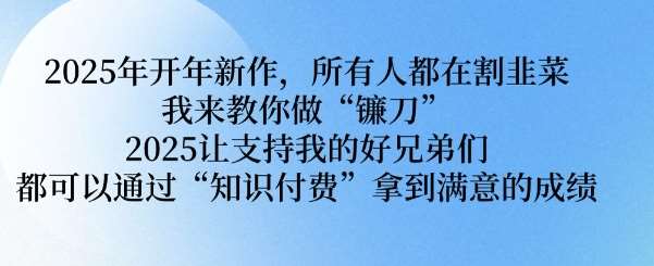 2025年开年新作，所有人都在割韭菜，我来教你做“镰刀” 2025让支持我的好兄弟们都可以通过“知识付费”拿到满意的成绩【揭秘】-靠谱项目库