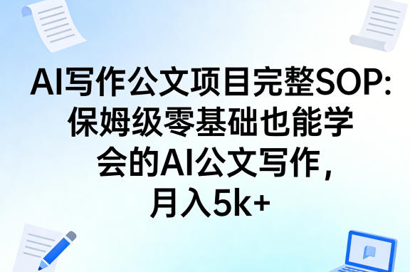 AI写作公文项目完整SOP，保姆级零基础也能学会的AI公文写作，月入5k+-靠谱项目库