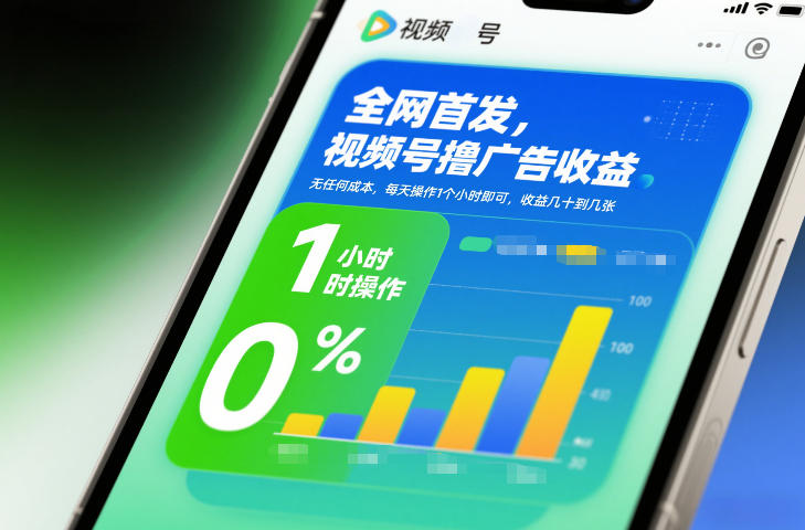 全网首发,视频号撸广告收益,无任何成本,每天操作1个小时即可,收益几十到几张-靠谱项目库
