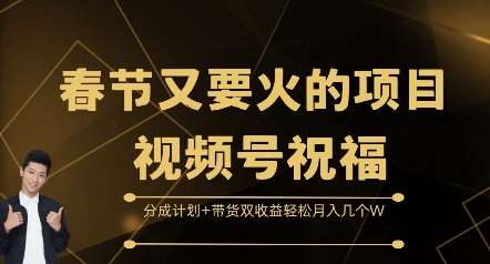 春节又要火的项目视频号祝福，分成计划+带货双收益，轻松月入几个W【揭秘】-靠谱项目库