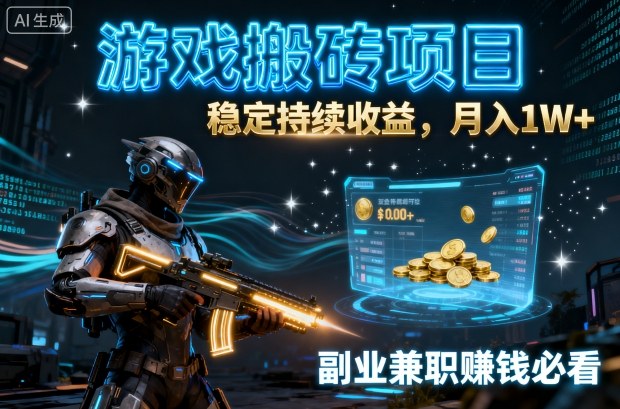 游戏搬砖项目，稳定持续收益，月入1W+，副业兼职賺钱必看【揭秘】-靠谱项目库