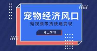 宠物赛道快速变现精品课，宠物经济风口，短视频带货快速变现-靠谱项目库