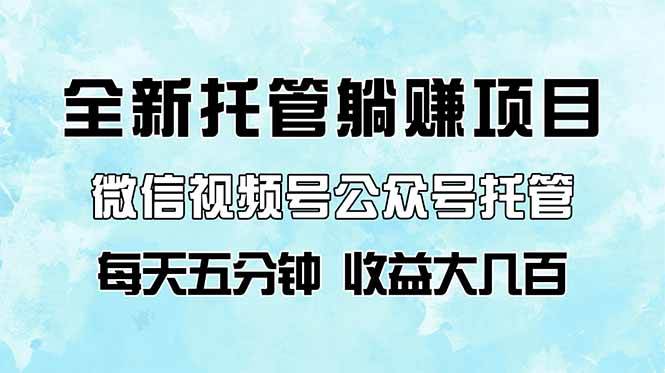 (14425期)全新托管躺赚项目,微信视频号公众号托管代运营,每天五分钟,收益大几百-靠谱项目库
