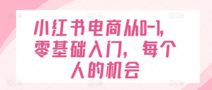 小红书电商从0-1，零基础入门，每个人的机会-靠谱项目库