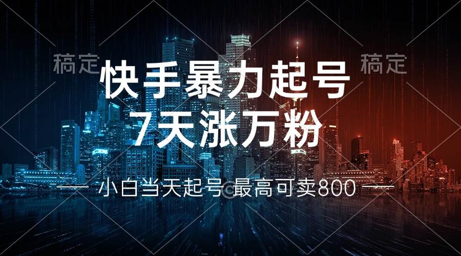（13142期）快手暴力起号，7天涨万粉，小白当天起号 多种变现方式，账号回收，单月…-靠谱项目库