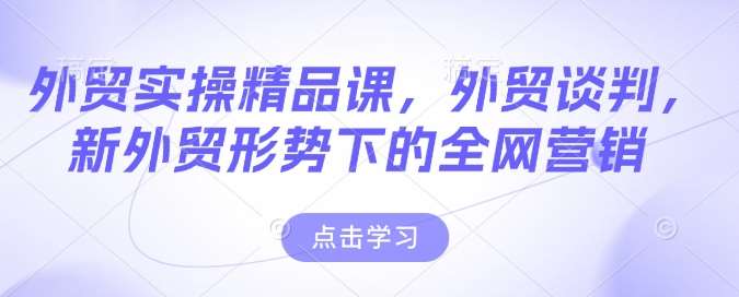 外贸实操精品课，外贸谈判，新外贸形势下的全网营销-靠谱项目库