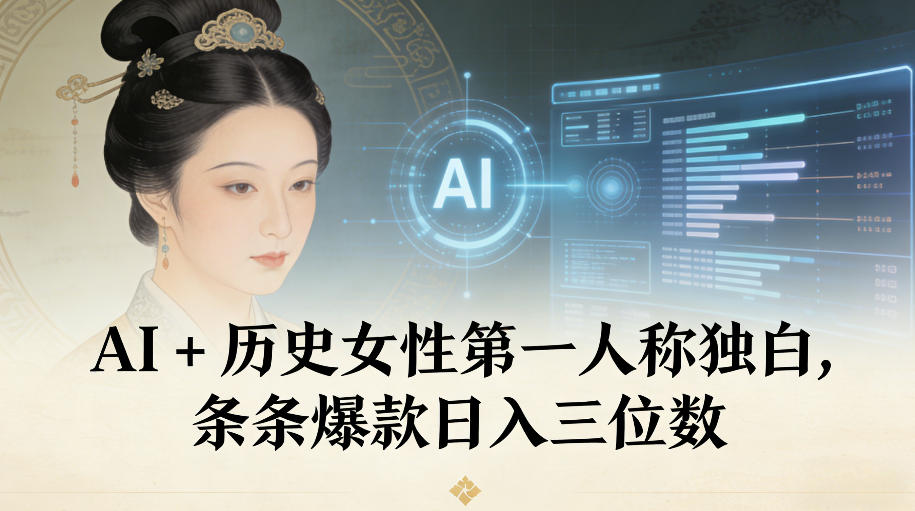 AI+历史女性第一人称独白,条条爆款日入三位数-靠谱项目库