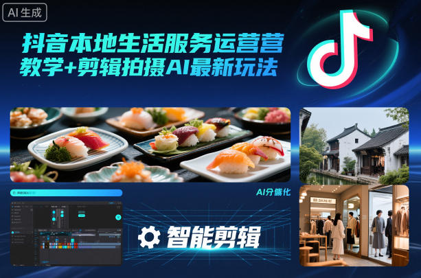 抖音本地生活服务运营教学+剪辑拍摄AI最新玩法-靠谱项目库