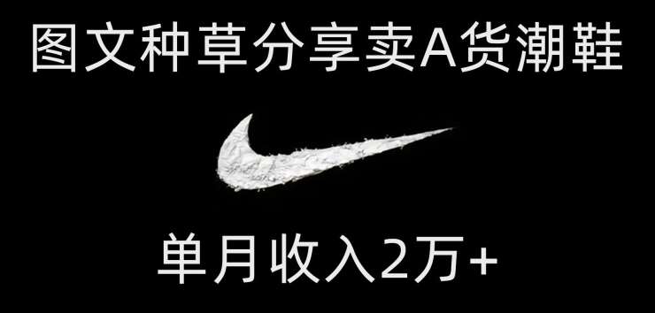 靠图文种草分享卖A货潮鞋,每天一小时,单月收入2万+【揭秘】-靠谱项目库