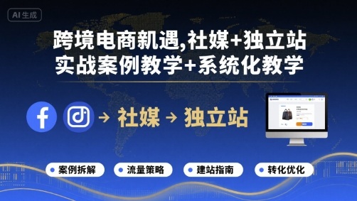 跨境电商新机遇,社媒+独立站,实战案例教学+系统化教学-靠谱项目库