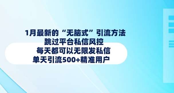 1月最新的无脑式引流方法，跳过平台私信风控，每天都可以无限发私信，单天引流500+精准用户-靠谱项目库