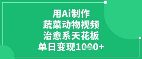用Ai制作蔬菜动物视频，治愈系天花板，单日变现1k-靠谱项目库