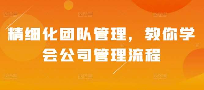 精细化团队管理，教你学会公司管理流程-靠谱项目库