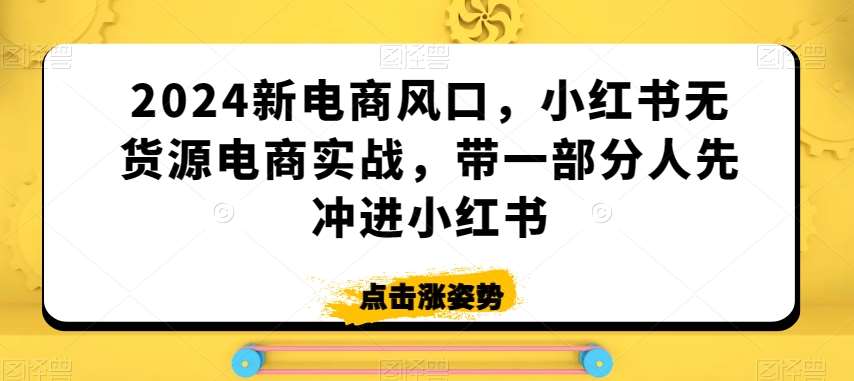 2024新电商风口，小红书无货源电商实战，带一部分人先冲进小红书-靠谱项目库