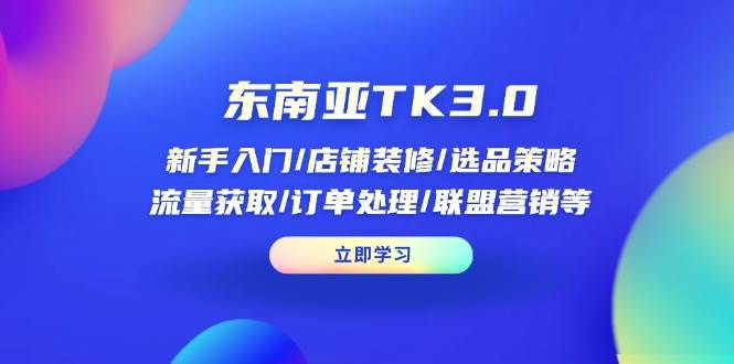 （14208期）东南亚TK3.0：新手入门/店铺装修/选品策略/流量获取/订单处理/联盟营销等-靠谱项目库
