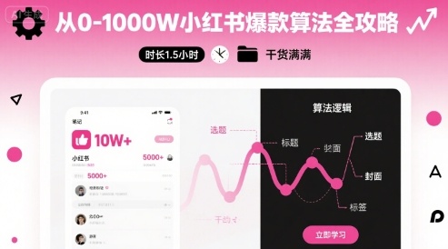 从0-1000W小红书爆款算法全攻略，时长1.5小时，干货满满-靠谱项目库