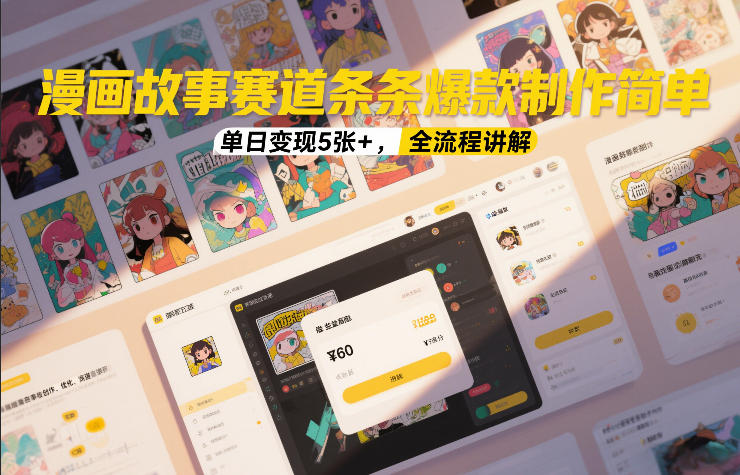 漫画故事赛道条条爆款制作简单,单日变现5张+,全流程讲解-靠谱项目库