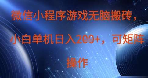 微信小程序游戏无脑搬砖，单设备日入2张+，可矩阵操作-靠谱项目库