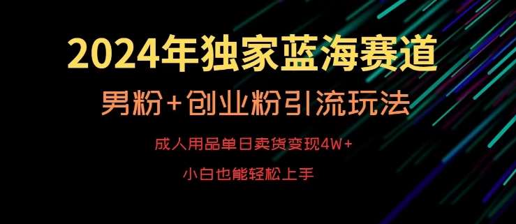 2024年独家蓝海赛道,成人用品单日卖货变现4W+,男粉+创业粉引流玩法,不愁搞不到流量【揭秘】-靠谱项目库